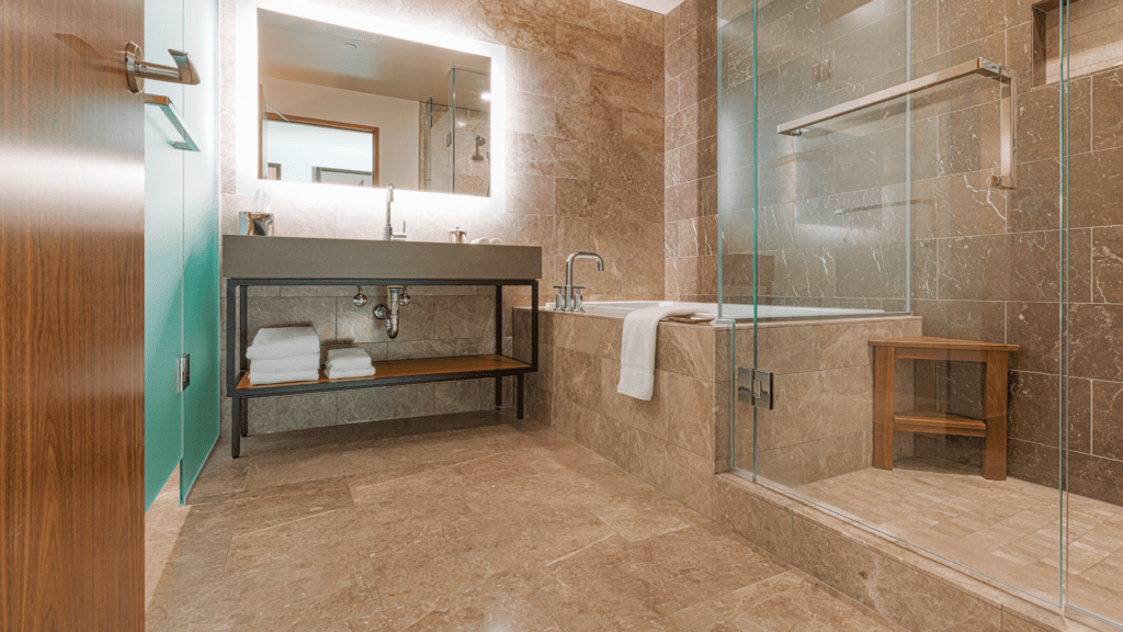 Modern Marble Tiled Bathroom