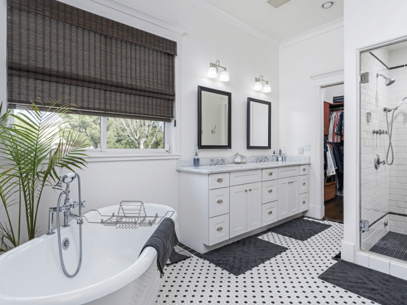 Master bathroom with retro bath