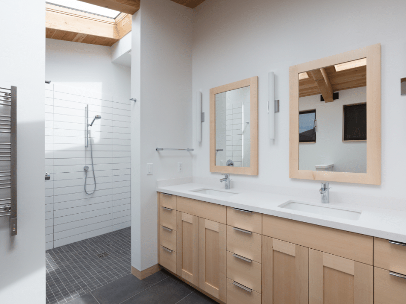 bathroom with curbless shower